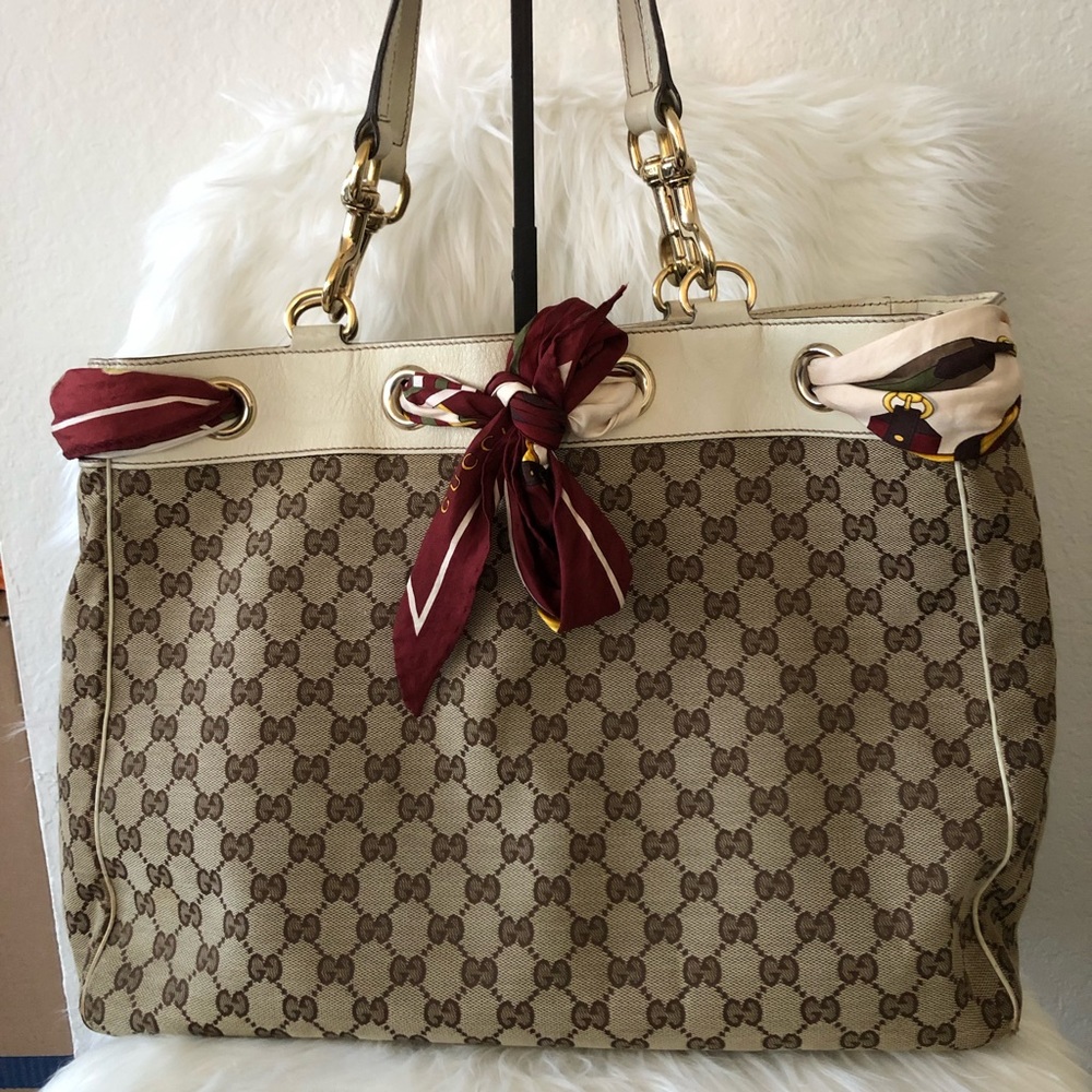 Authentic Gucci Monogram Large Positano Tote